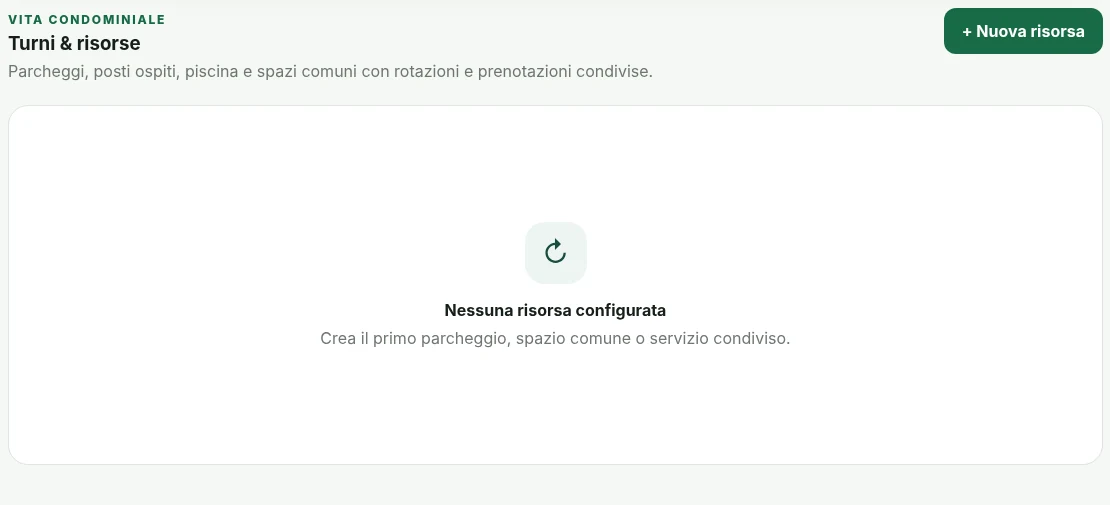 Schermata reale Turni e risorse di Civico+
